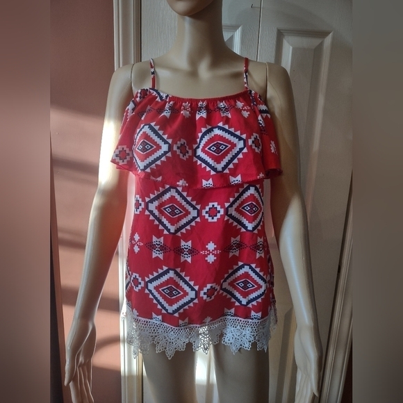 No Boundaries Tops - No Boundaries Women's size medium (7-9) Red And white blouse shirt top